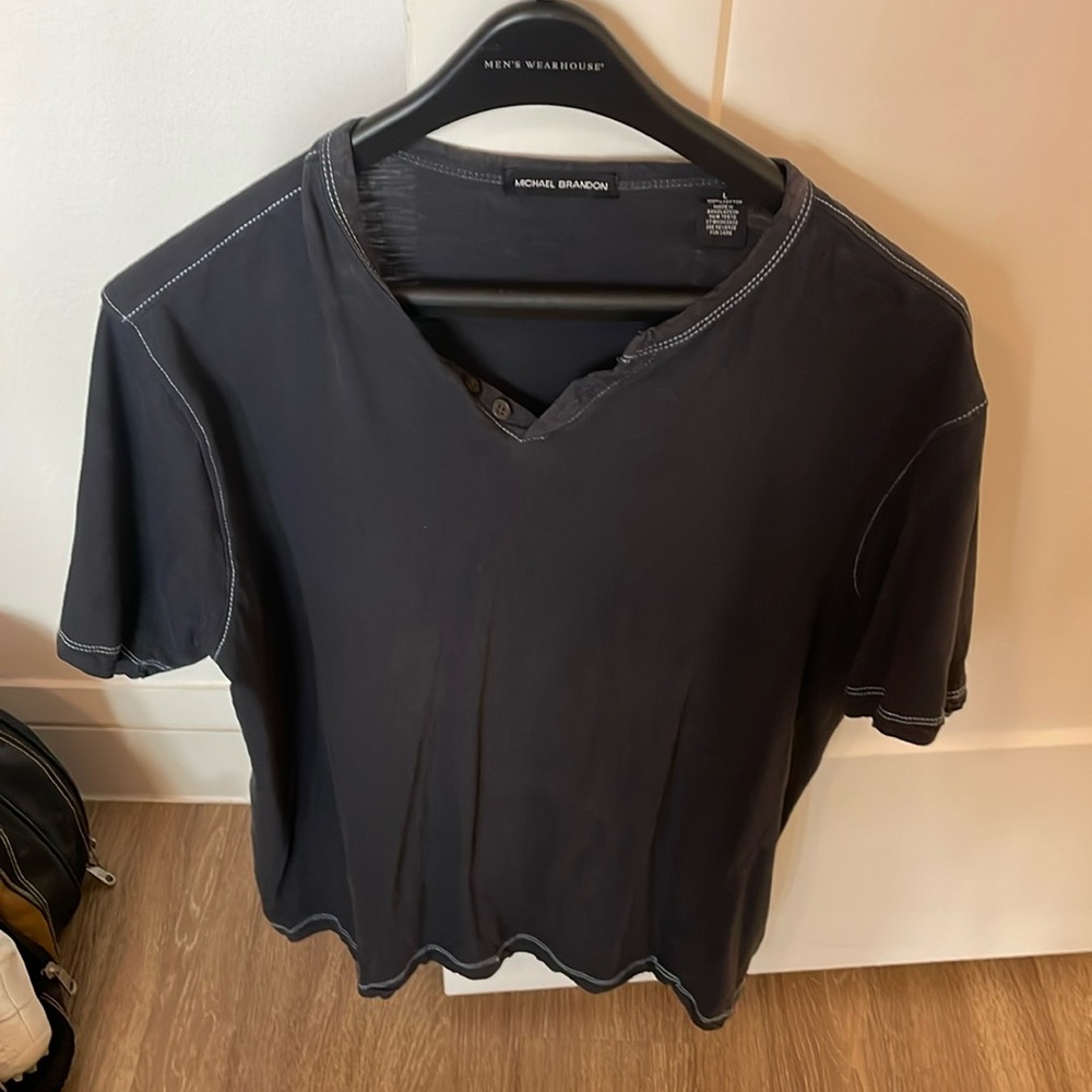 MB Michael Brandon Sueded Soft Long Sleeve Striped Henley